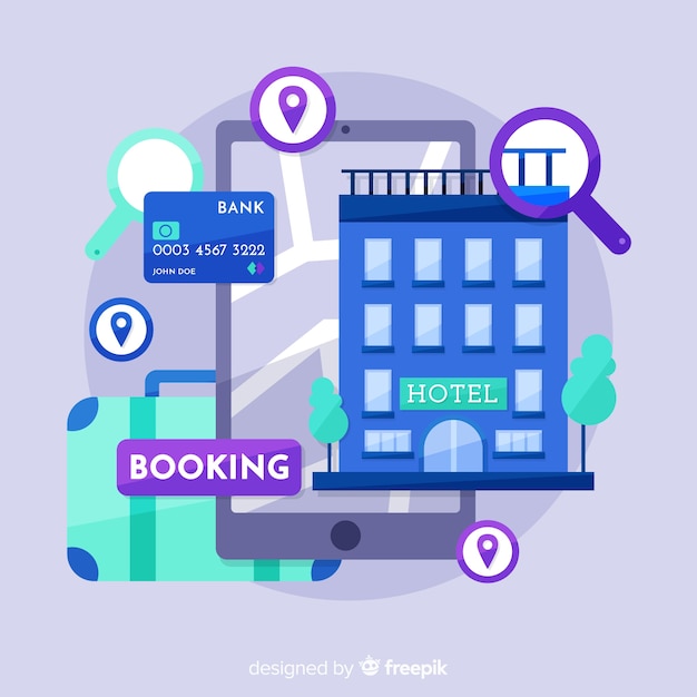 Free Vector flat hotel booking concept background