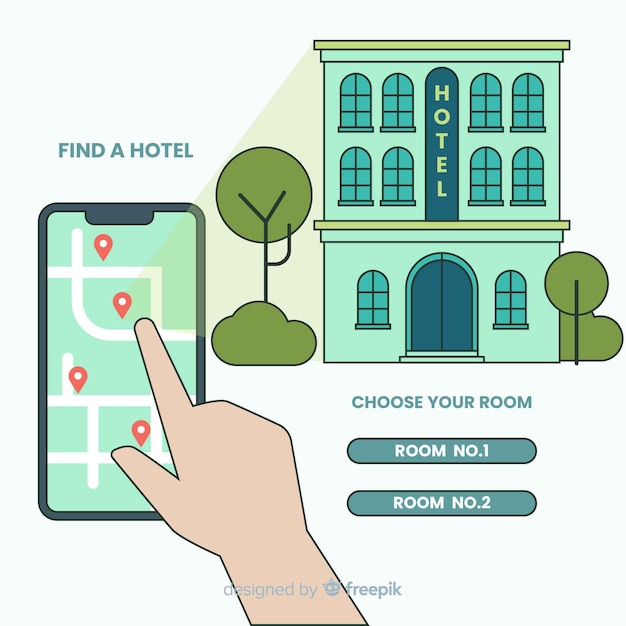 Flat hotel booking concept