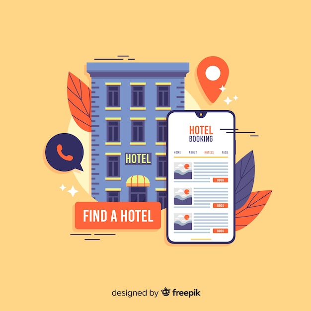 Flat hotel booking concept