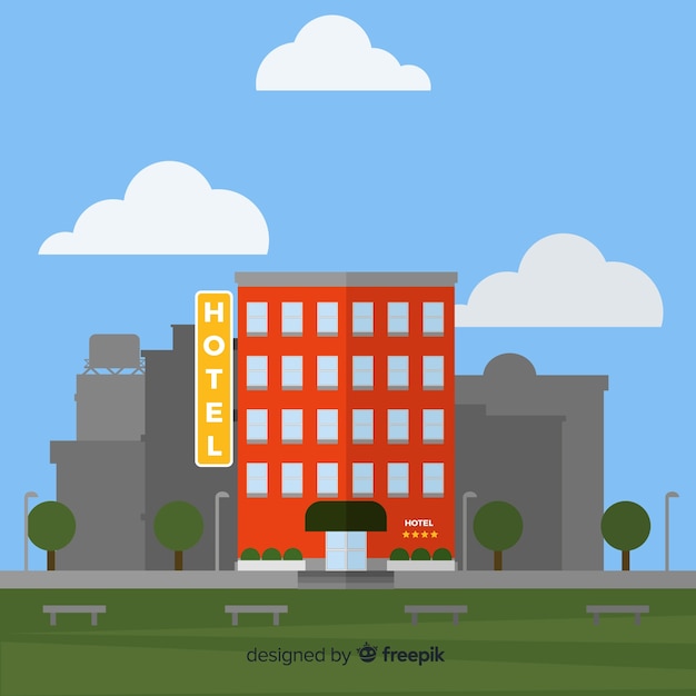 Free Vector flat hotel building background