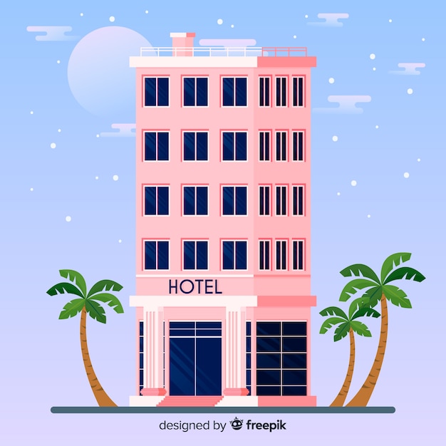 Free Vector flat hotel facade background 