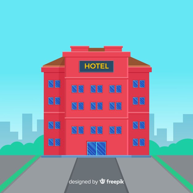 Flat hotel facade background 