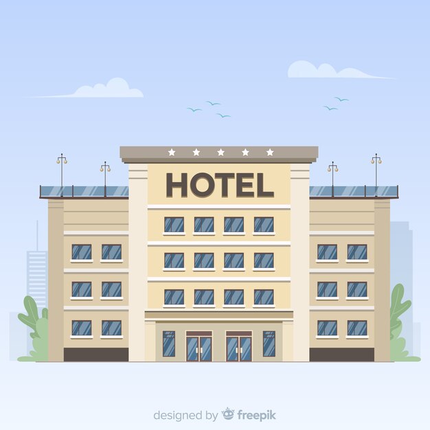 Flat hotel facade background 