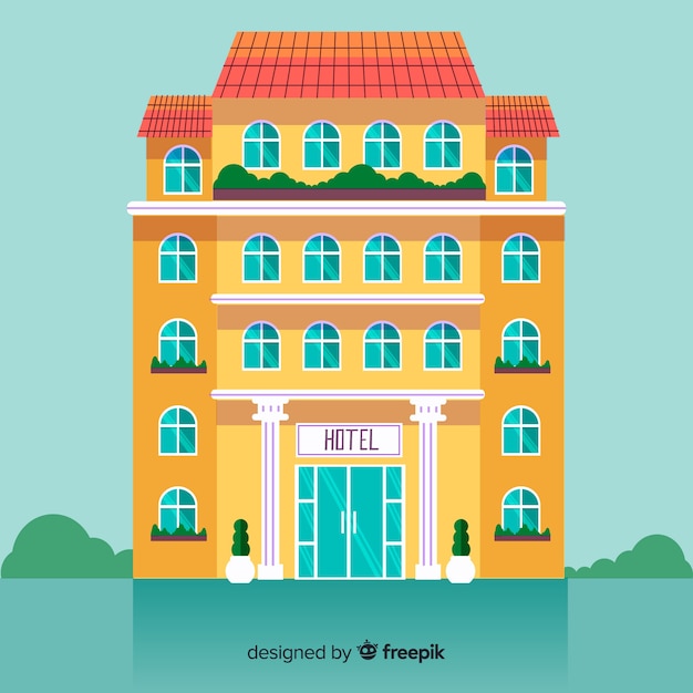 Flat hotel facade background 