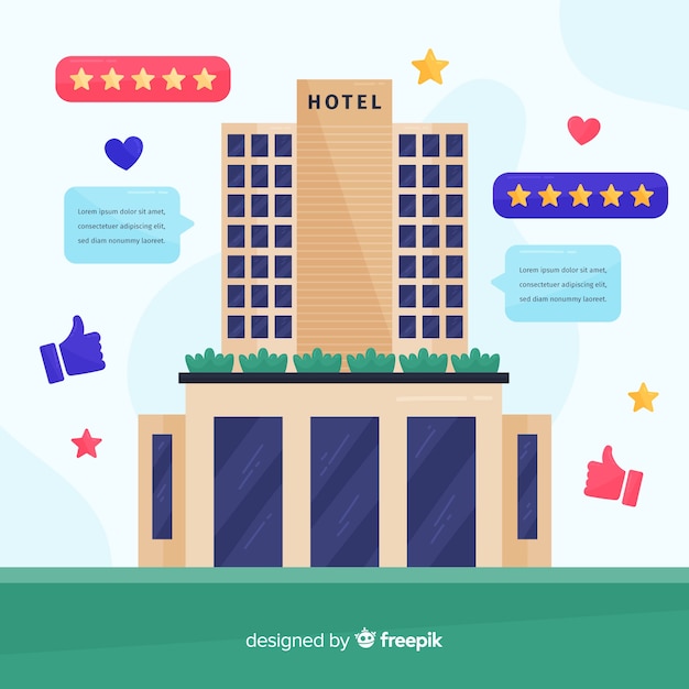 Free Vector flat hotel review background 