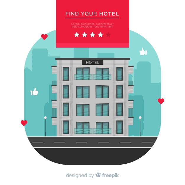 Flat hotel review background 