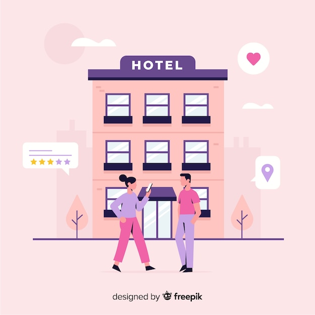 Flat hotel review concept background