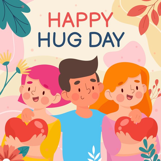 Flat hug day background