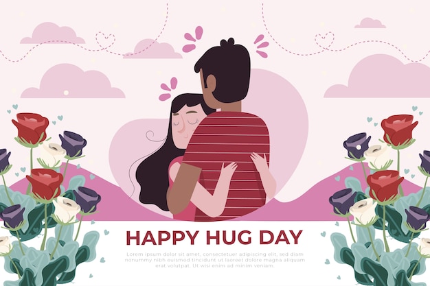 Flat hug day background