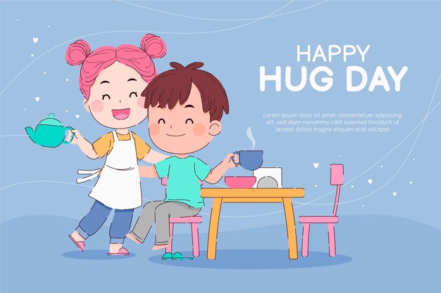 Flat hug day background