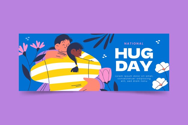 Flat hug day horizontal banner template