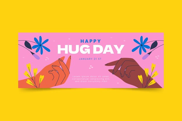 Flat hug day horizontal banner template