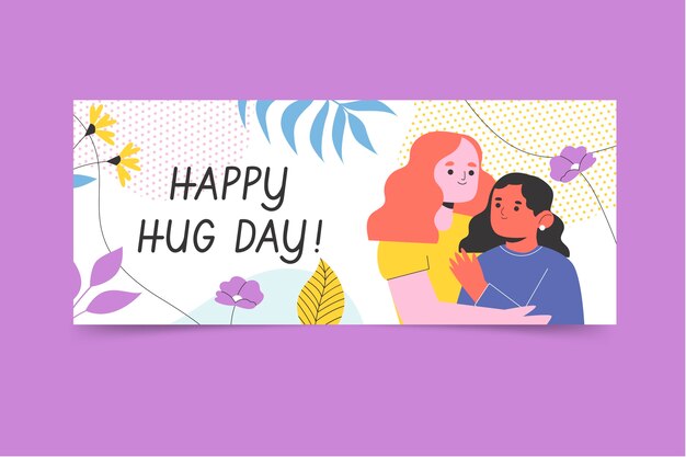 Flat hug day horizontal banner