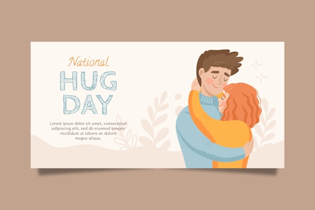 Flat hug day horizontal banner