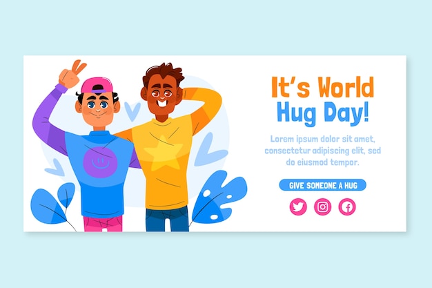 Flat hug day horizontal banner