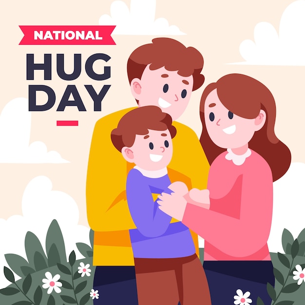 Flat hug day illustration