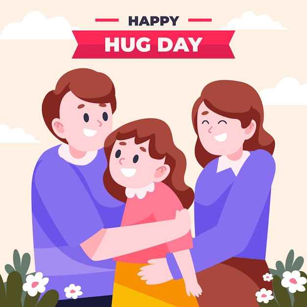 Flat hug day illustration