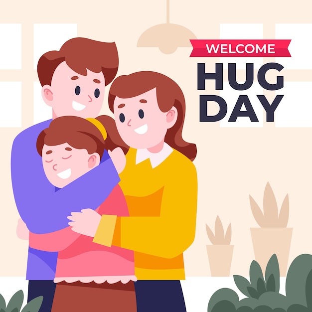 Flat hug day illustration