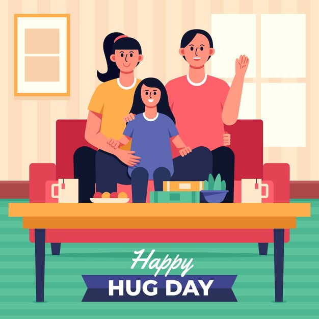 Flat hug day illustration