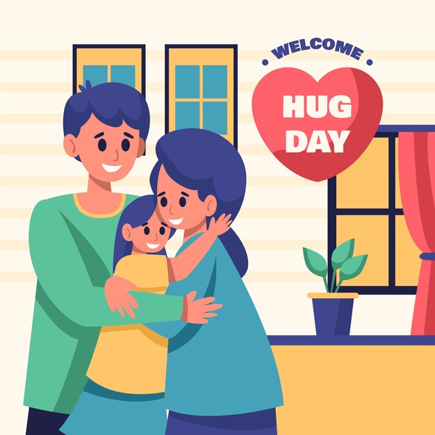 Flat hug day illustration