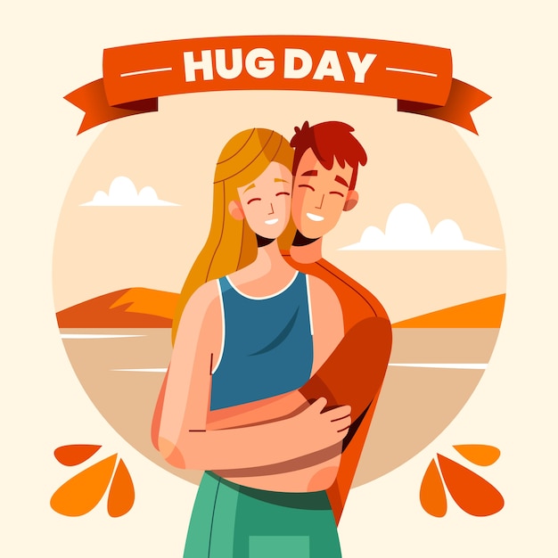 Free Vector flat hug day illustration