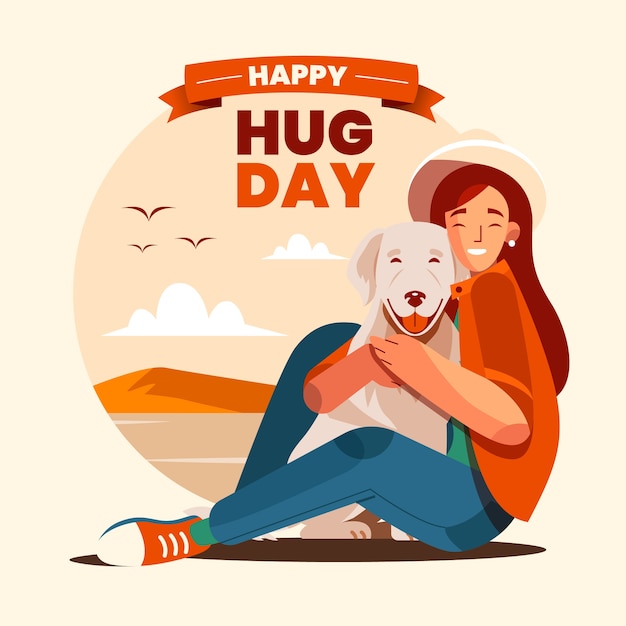 Free Vector flat hug day illustration