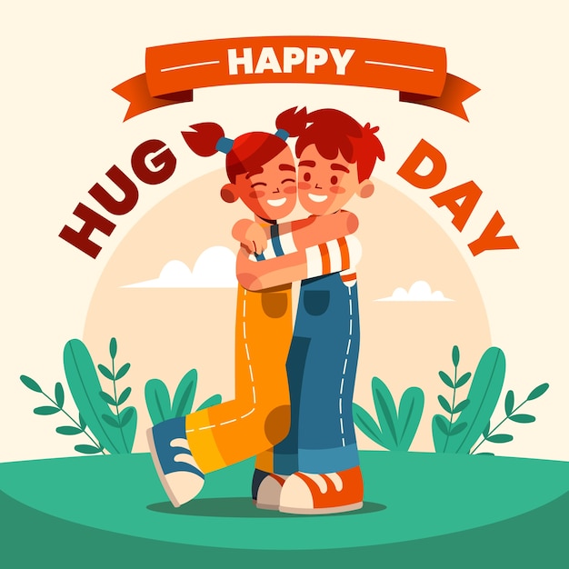 Free Vector flat hug day illustration