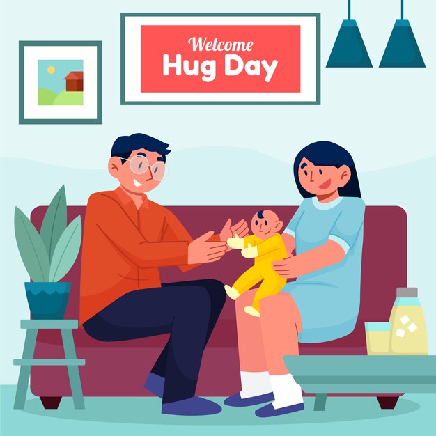 Flat hug day illustration