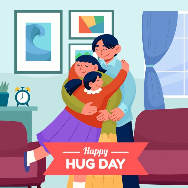 Flat hug day illustration