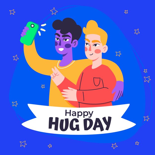 Flat hug day illustration