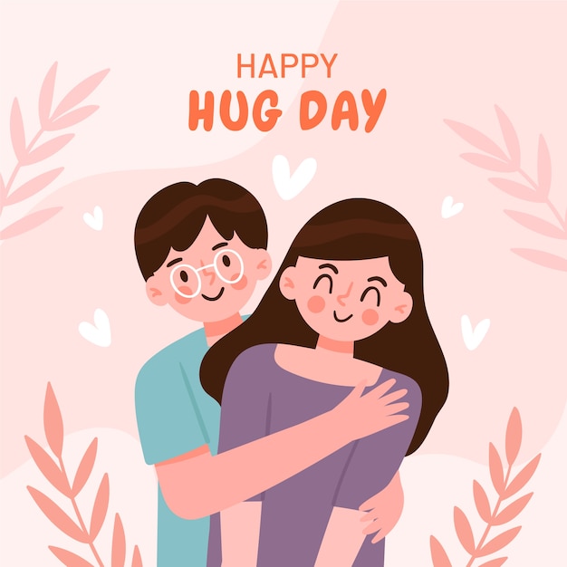 Flat hug day illustration