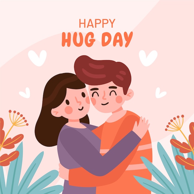 Flat hug day illustration