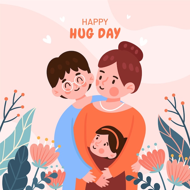 Flat hug day illustration