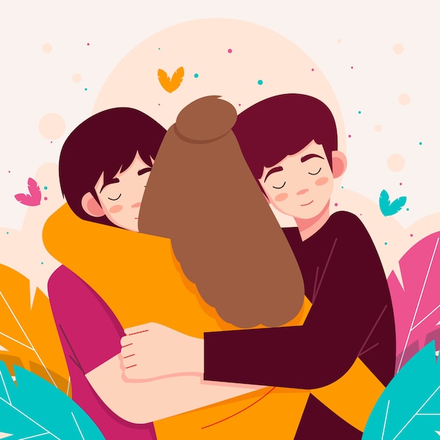 Flat hug day illustration