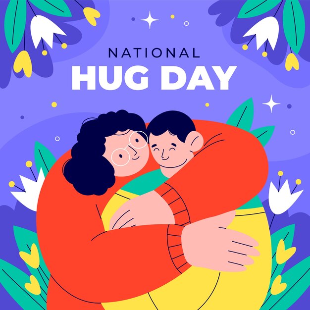 Flat hug day illustration