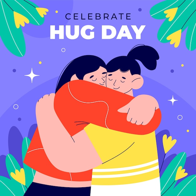 Flat hug day illustration