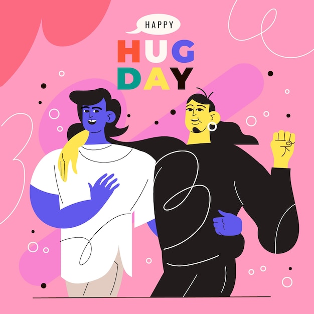 Flat hug day illustration