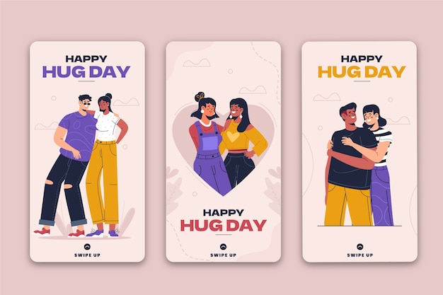 Flat hug day instagram stories collection