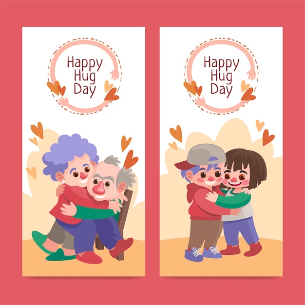 Free Vector flat hug day vertical banners set