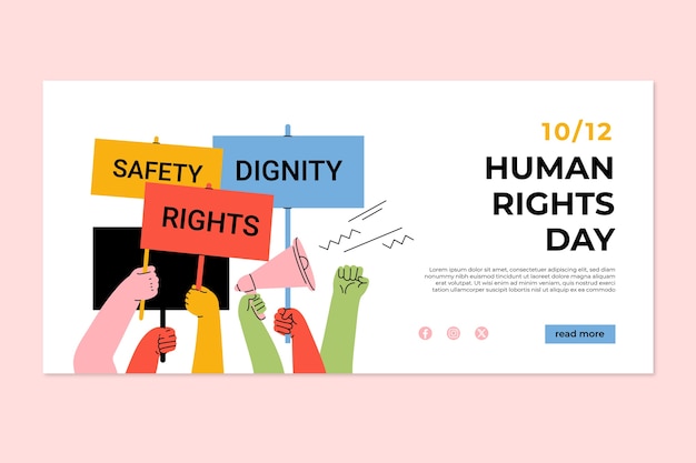 Free vector flat human rights day horizontal banner template