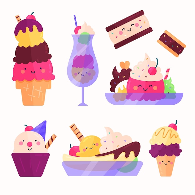 Free Vector flat ice cream collection