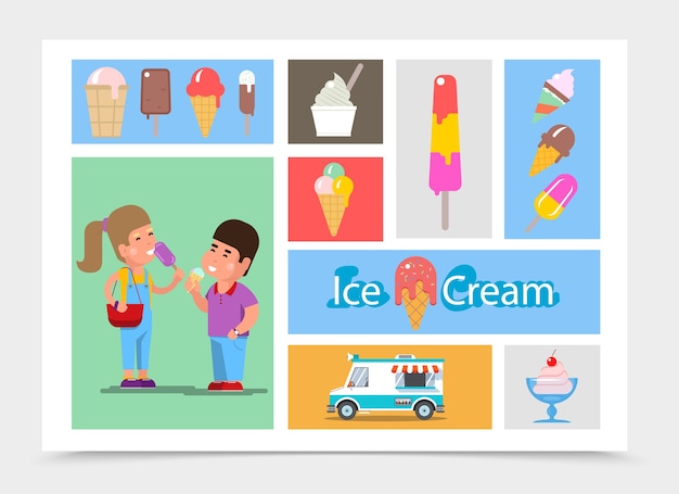 Free Vector flat ice cream composition 