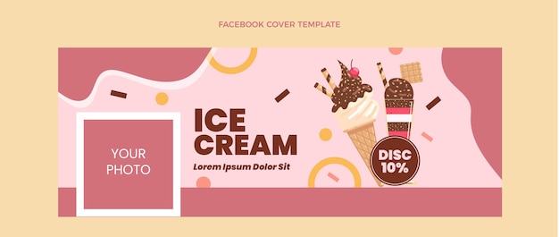 Free Vector flat ice cream facebook cover template