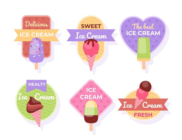 Flat ice cream label collection