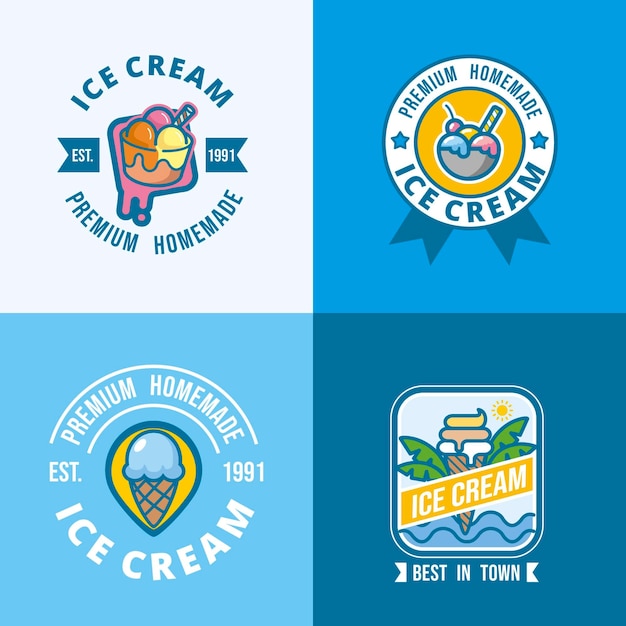 Free vector flat ice cream label collection