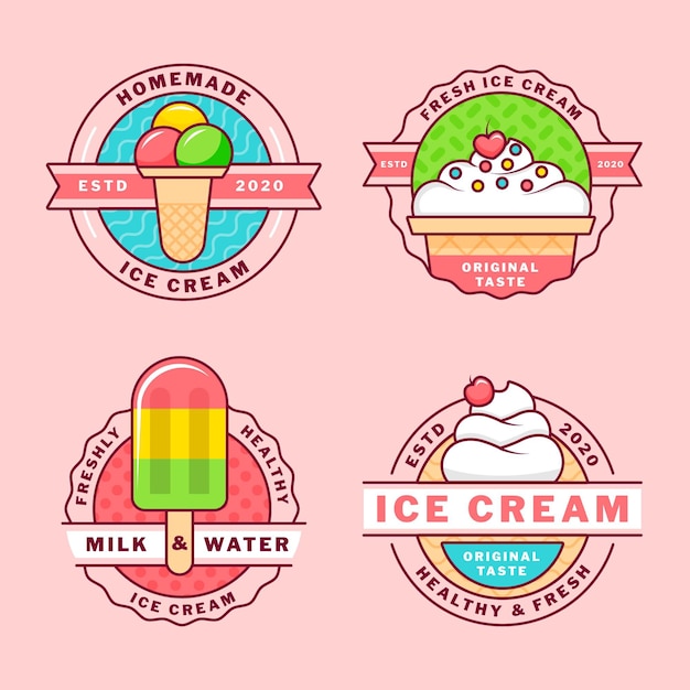 Flat ice cream label collection