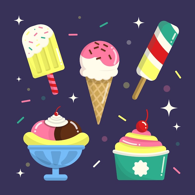 Free Vector flat ice cream pack