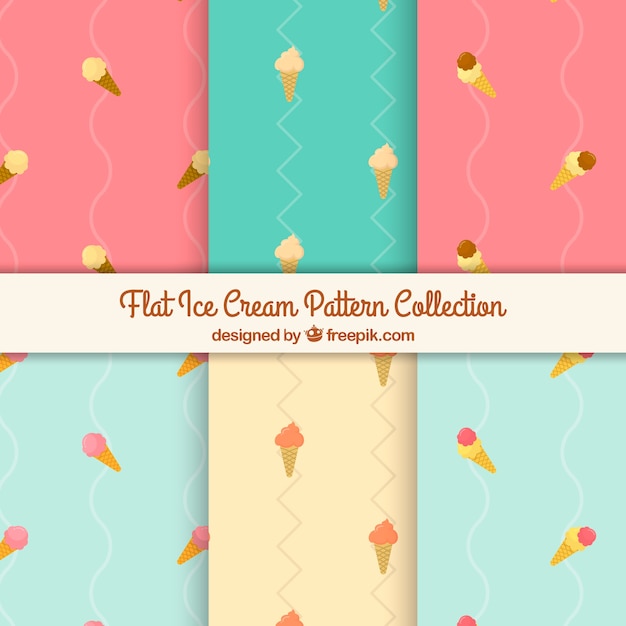 Flat ice cream pattern set