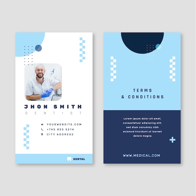 Free Vector flat id card template for dental clinic business