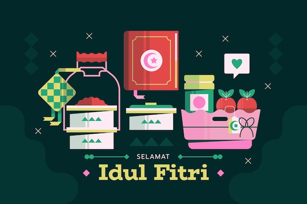 Flat idul fitri background